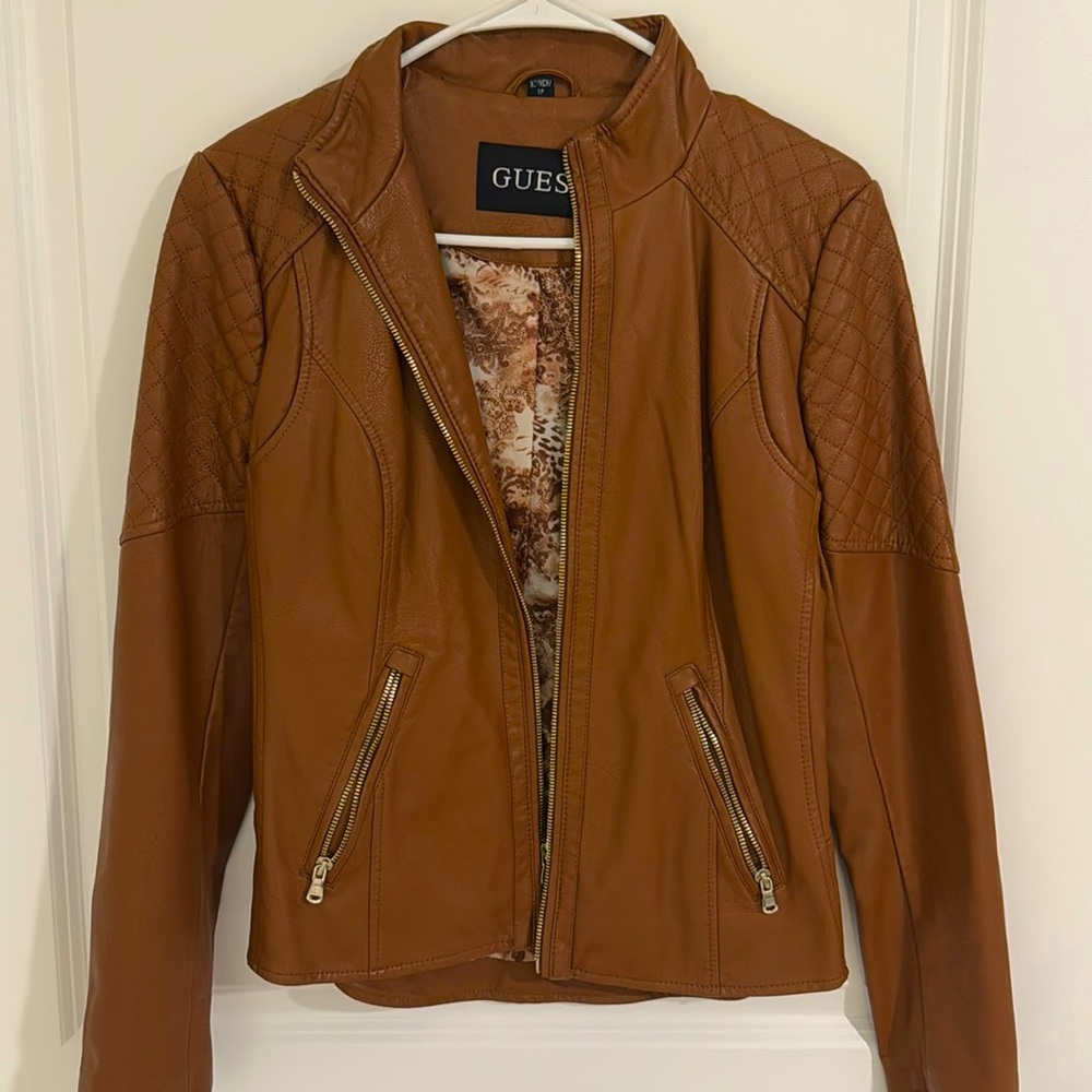 Guess Brown Leather Jacket